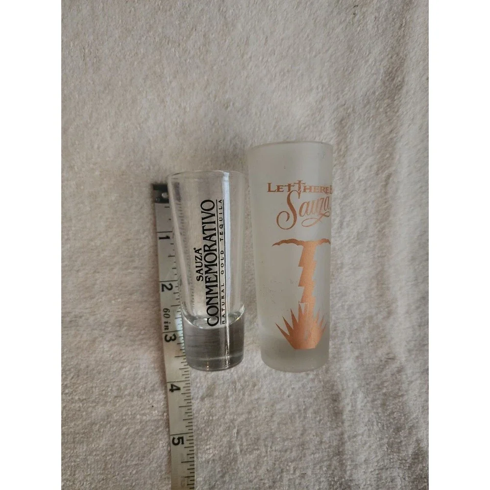 Sauza Tall Shot Glass Let There Be Sauza/ Conmemorativo Lot 2 Frosted/Clear